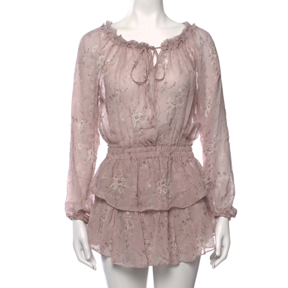 LoveShackFancy Mauve Popover Ruffled Dress